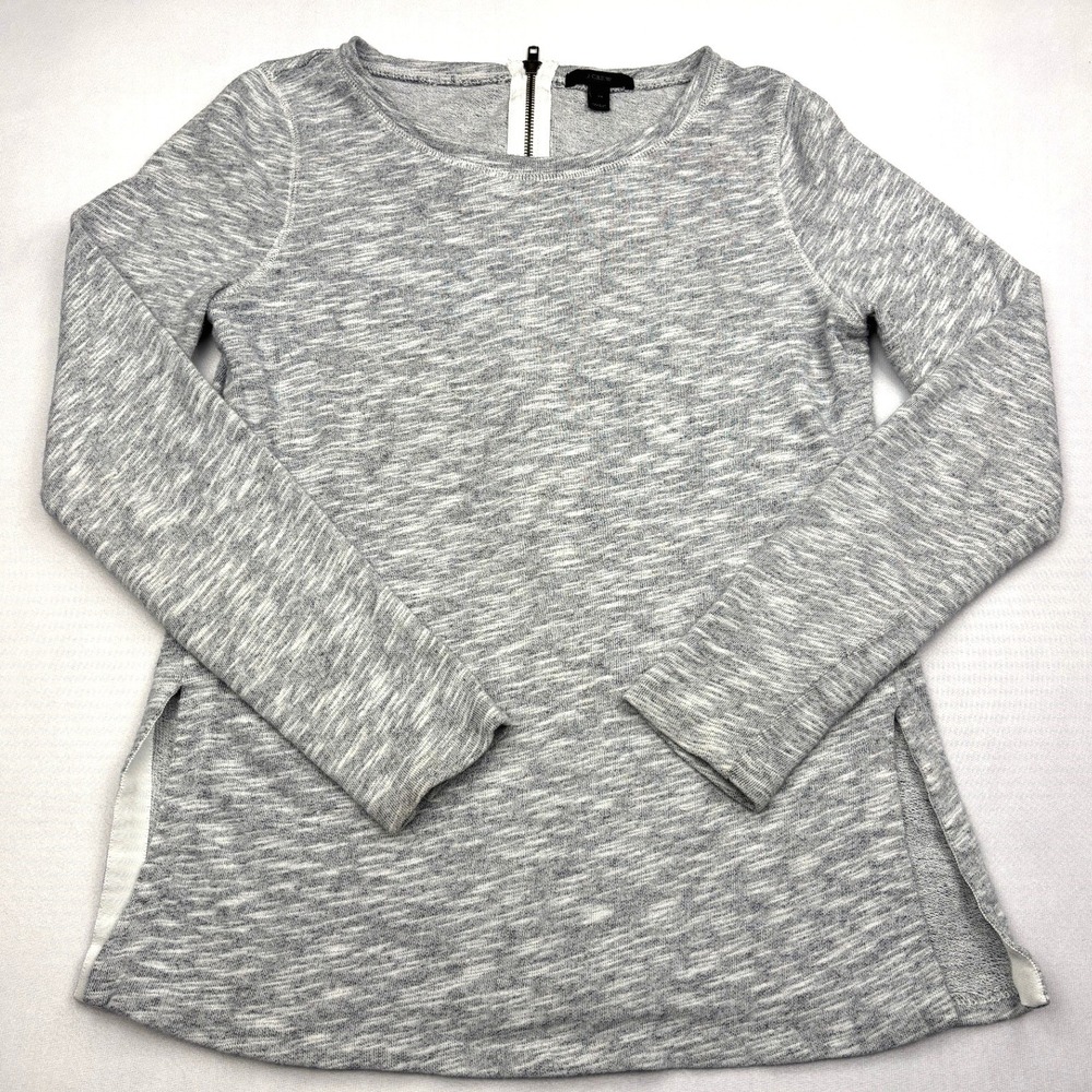 JCrew Zip Back Sweatshirt Womens Medium Gray Marled Cotton Long Sleeve Size M